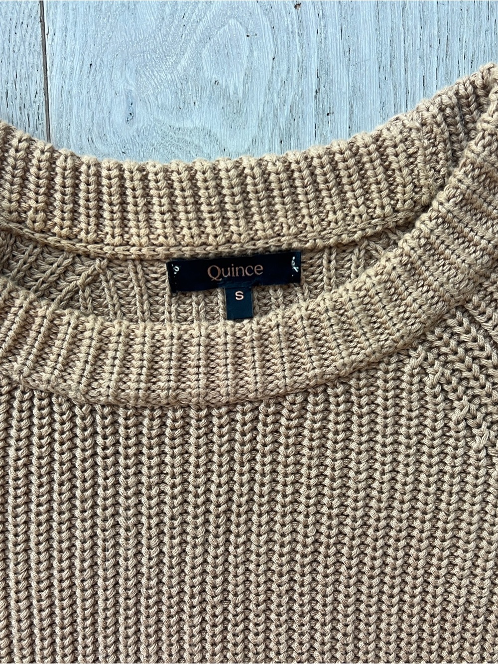Quince Organic Cotton Fisherman Knit Sweater in Camel Women’s Size S - Picture 3 of 9